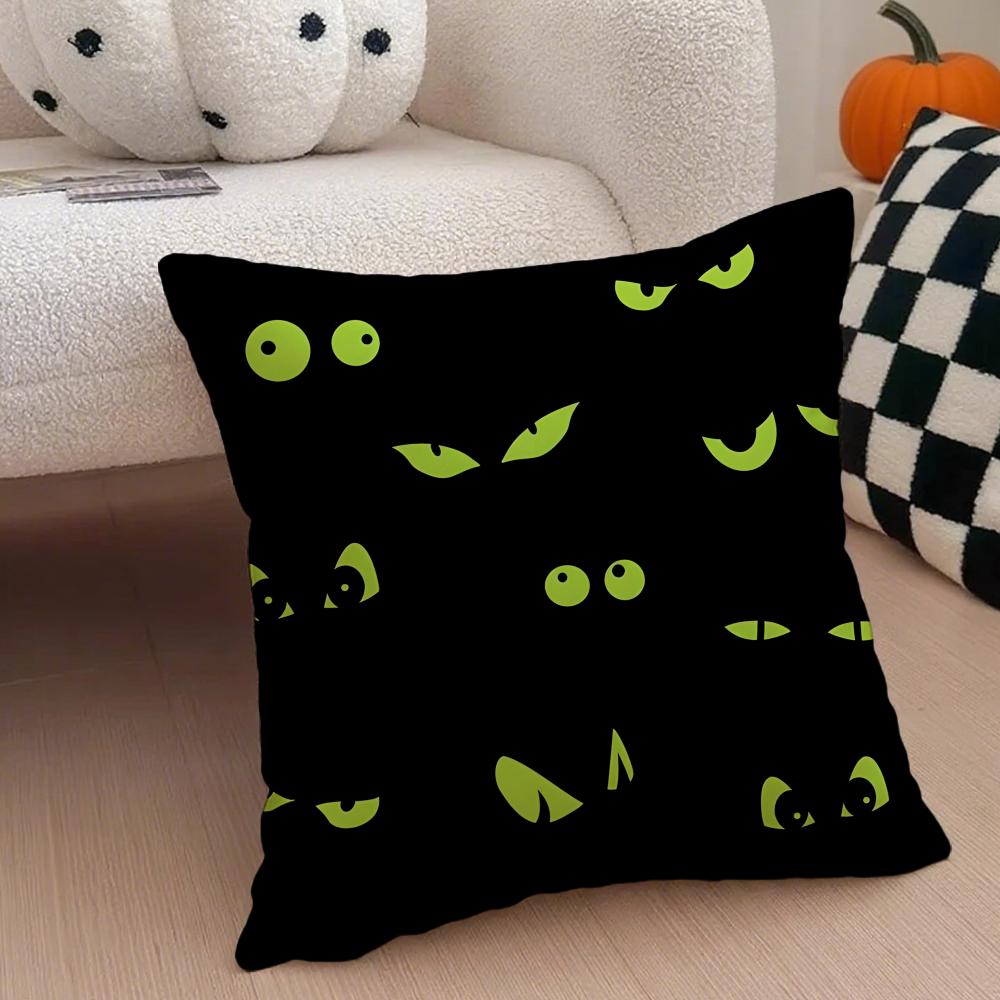 Cute Art Cat Eyes Cushion Cover Throw Pillow Cover Hidden Button Durable Polyester Chair Cushion