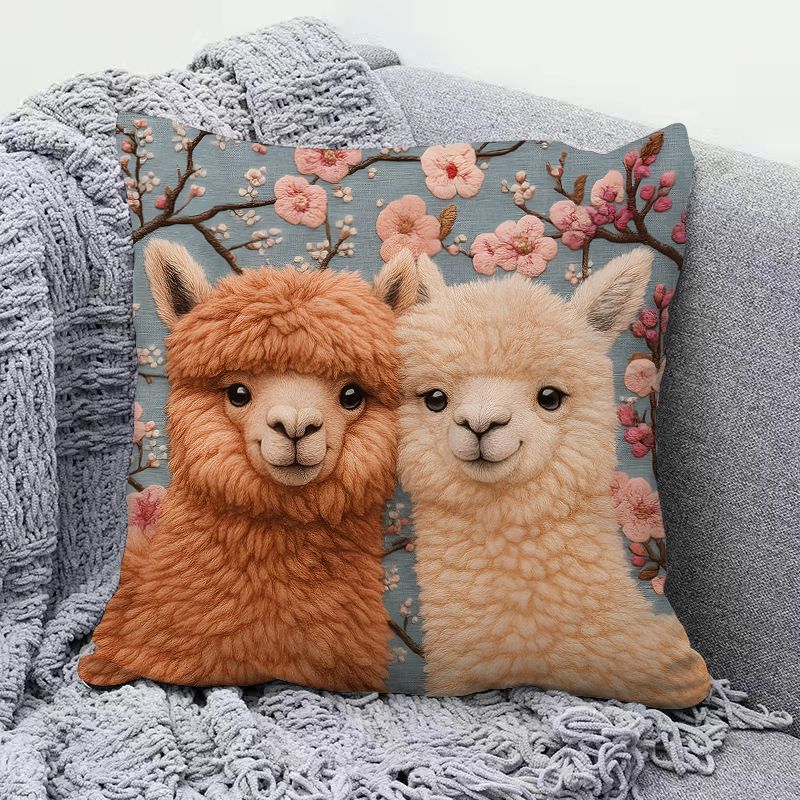 Adorable Alpaca Printed Pillow Soft Waist Cushion Living Room Sofa Decor Carriage Pillowcase Home Decorative Long Rectangle P...