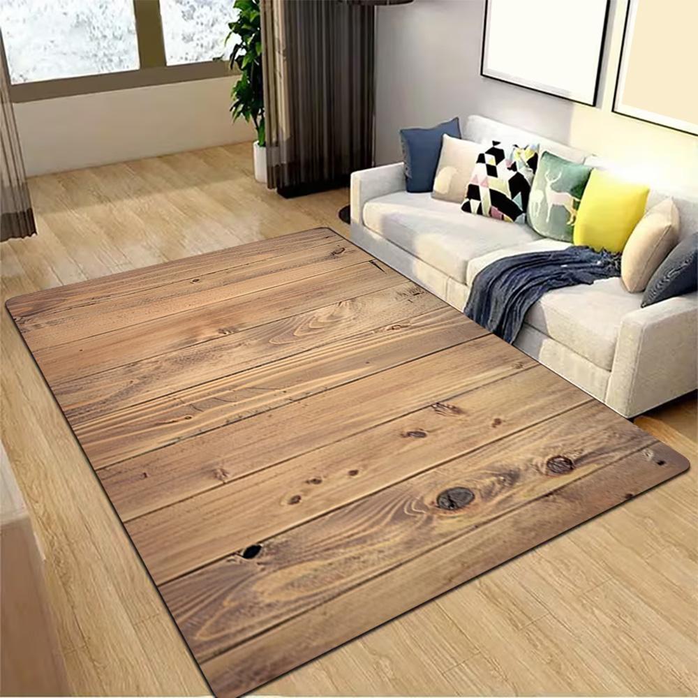 Wooden Wall Paneling Texture Decoration,Carpet,Living Room,Bedroom, Non-slip,Square rug