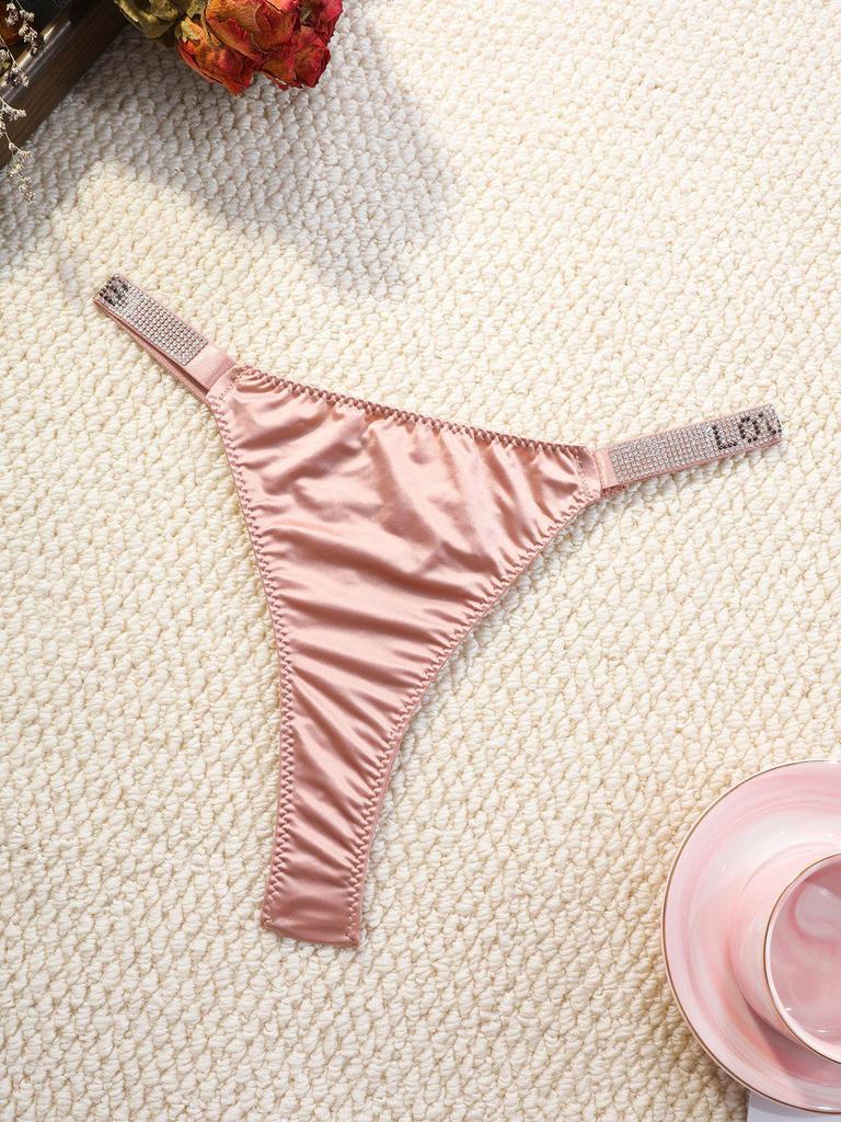Women's Plus Size Rhinestone Sport Thong - Mid-Low Waist, Breathable Cotton Crotch, Sexy & Comfortable 442