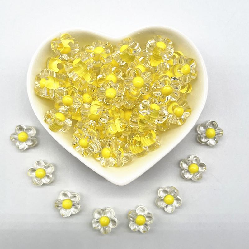 NEW 30pcs 12mm Clear Acrylic Sunflowers Beads Loose Spacer Beads for Jewelry Making DIY Handmade Accessories (Hole:3.0mm)