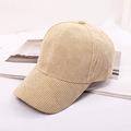 Corduroy baseball cap solid color versatile vertical striped cap women's autumn and winter warm casual hat spot