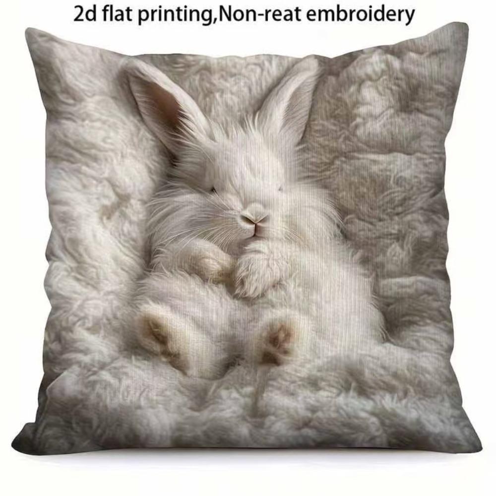 Sofa Pillow Pillowcase Skin-friendly Short Plush Cute Animal Cat Pillow Cover Living Room Cushion Cover Without Core