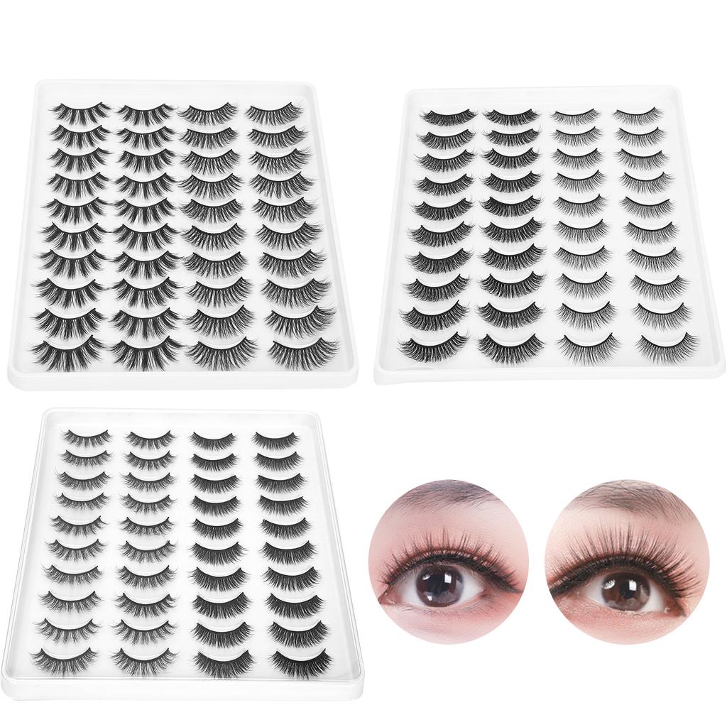 20 Pairs Makeup Long Thick False Eyelashes Daily Use Curly Dense False Lashes Set