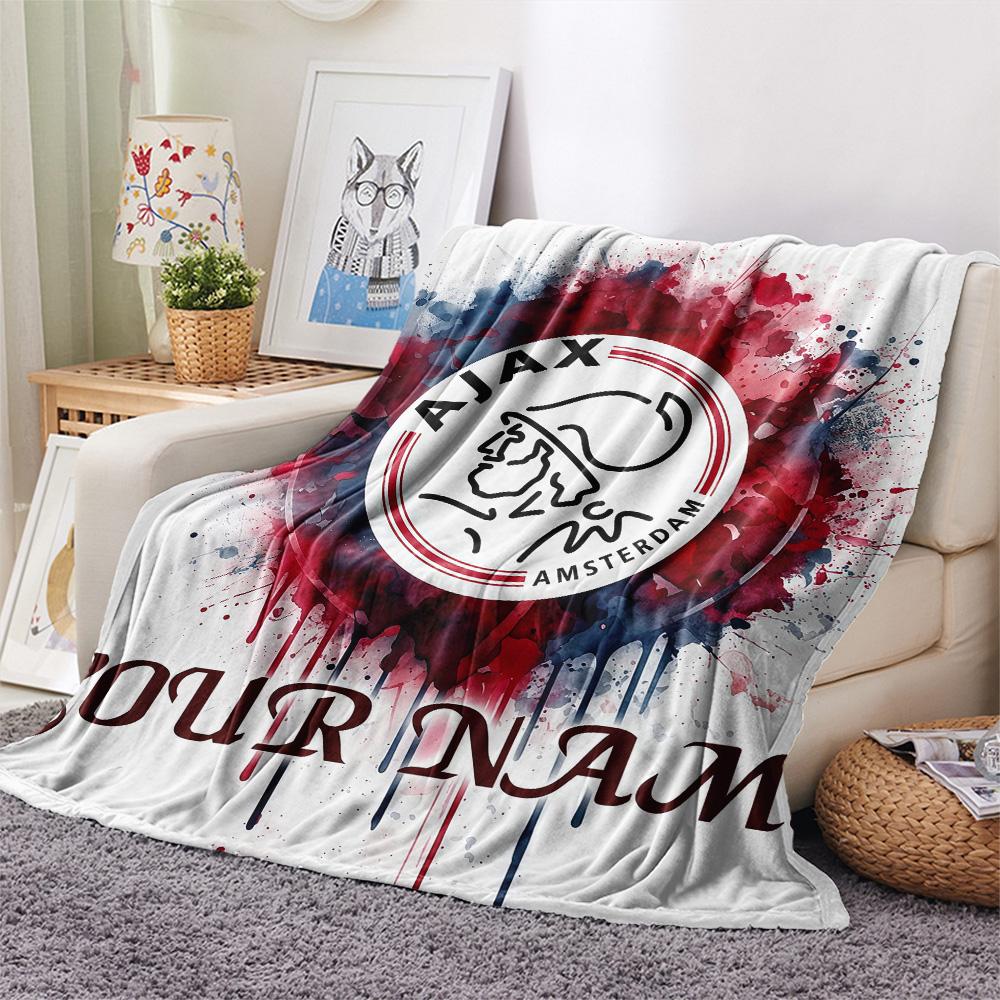 Custom Name Ajax Amsterdam Flannel Blanket, High Quality Comfortable for All Seasons, Home Decor, Warmth and Comfort