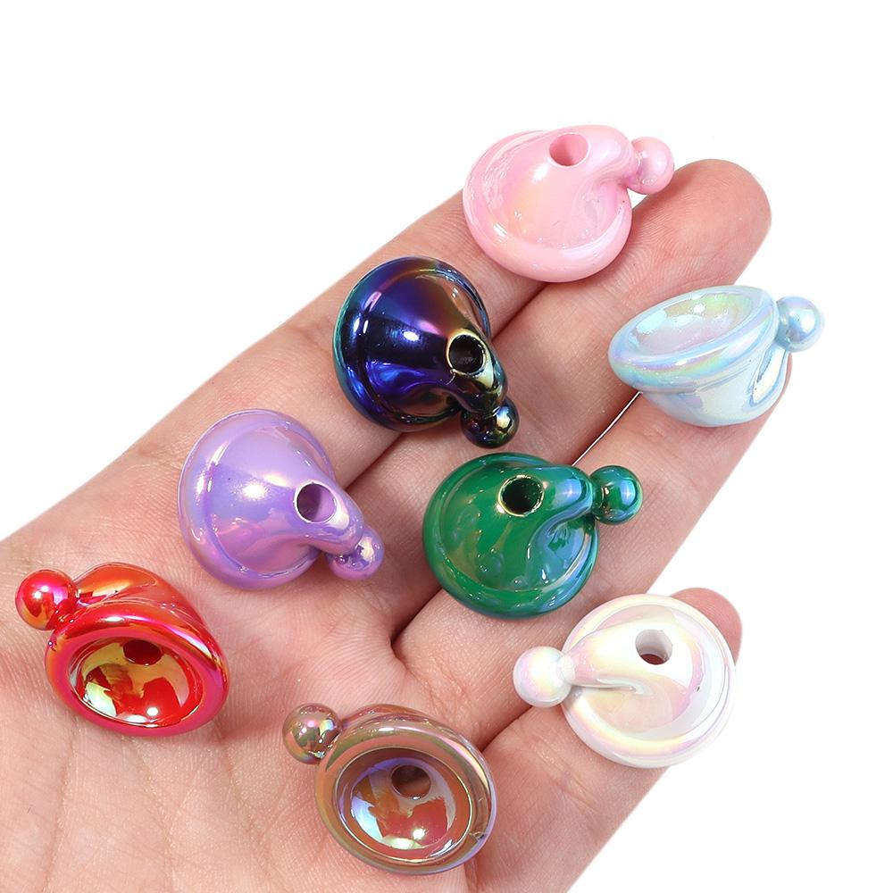 10pcs Christmas Hat Acrylic Beads Plated Color Loose Bead For DIY Jewelry Making Bracelet Necklace Keychain Christmas Decoration