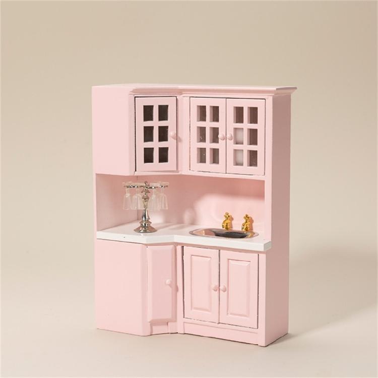 Realistic Miniature Kitchen Cabinet 1/12 Dollhouses Wood Furniture for Craft Model Project Decoration Room Scene Display