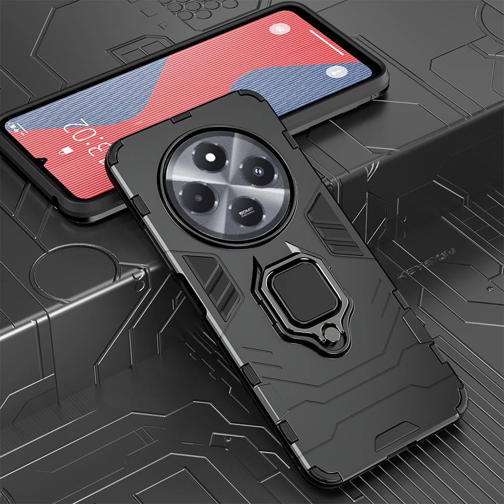 

Противоударный защитный чехол KEYSION для Xiaomi POCO C75, мягкий силикон + кольцо-подставка для ПК, задняя крышка для телефона POCO C75 for POCO C75 чёрный