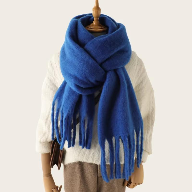Winterschal für Damen Warm Einfarbig Pashmina Decke Wickeltuch Weiblich Dick Weich Bufanda Große Quaste Schal Lang Poncho Echarpe