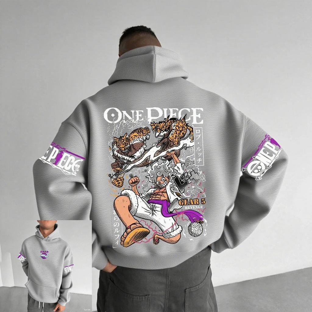 Sweat à capuche pour homme Anime One Piece Luffy Gear 5 Impression Graphique Streetwear Cosplay Veste Décontractée Hauts Printemps Automne
