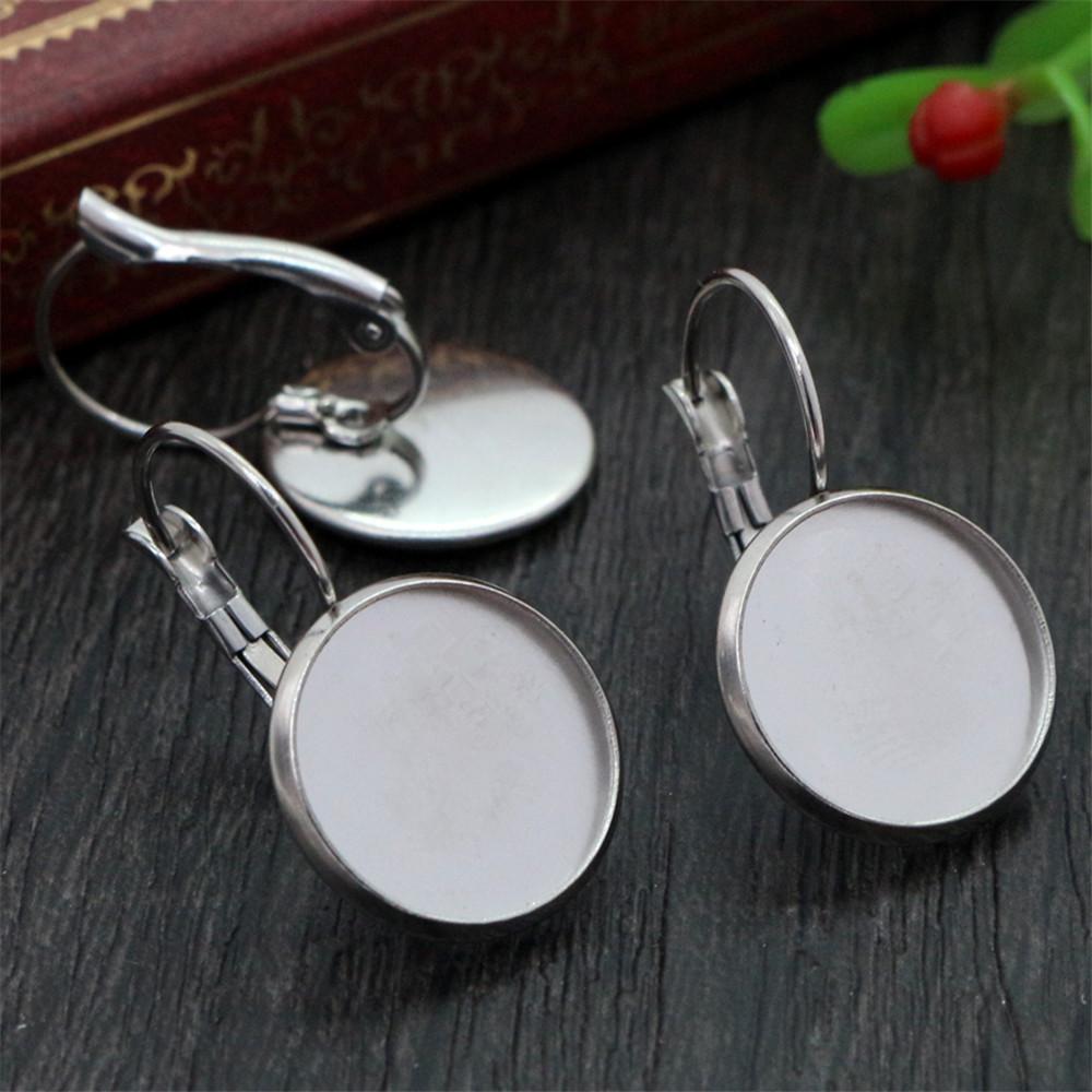 High Quality 8-25mm 10pcs French Lever Back Earrings Blank/Base,Fit 8-25mm Glass Cabochons,Buttons;Earring Bezels