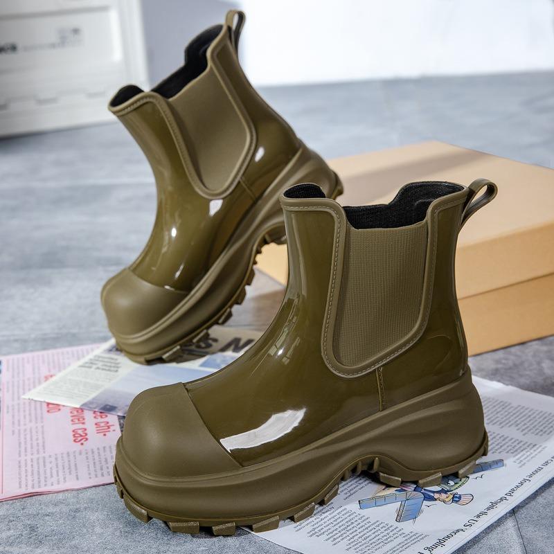 Women's Fashion Mid-tube Rain Boots New Waterproof Platform Soft-soled Waterproof Rain Boots