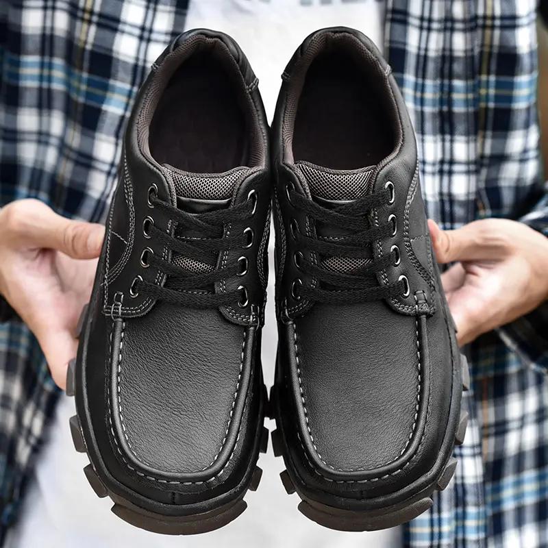 Genuine Leather Male Comfortable Loafers Male All Match Flats Outdoor Mens Casual Hiking Shoes Men Non Slip Walking Footwear