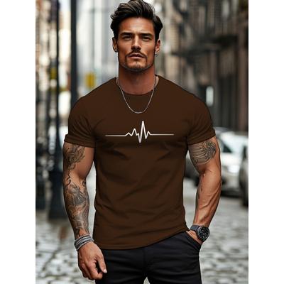 Camiseta de verano para hombre de estilo europeo y americano, simple, casual, con estampado, manga corta, para ir al trabajo, cuello redondo, estilo ins