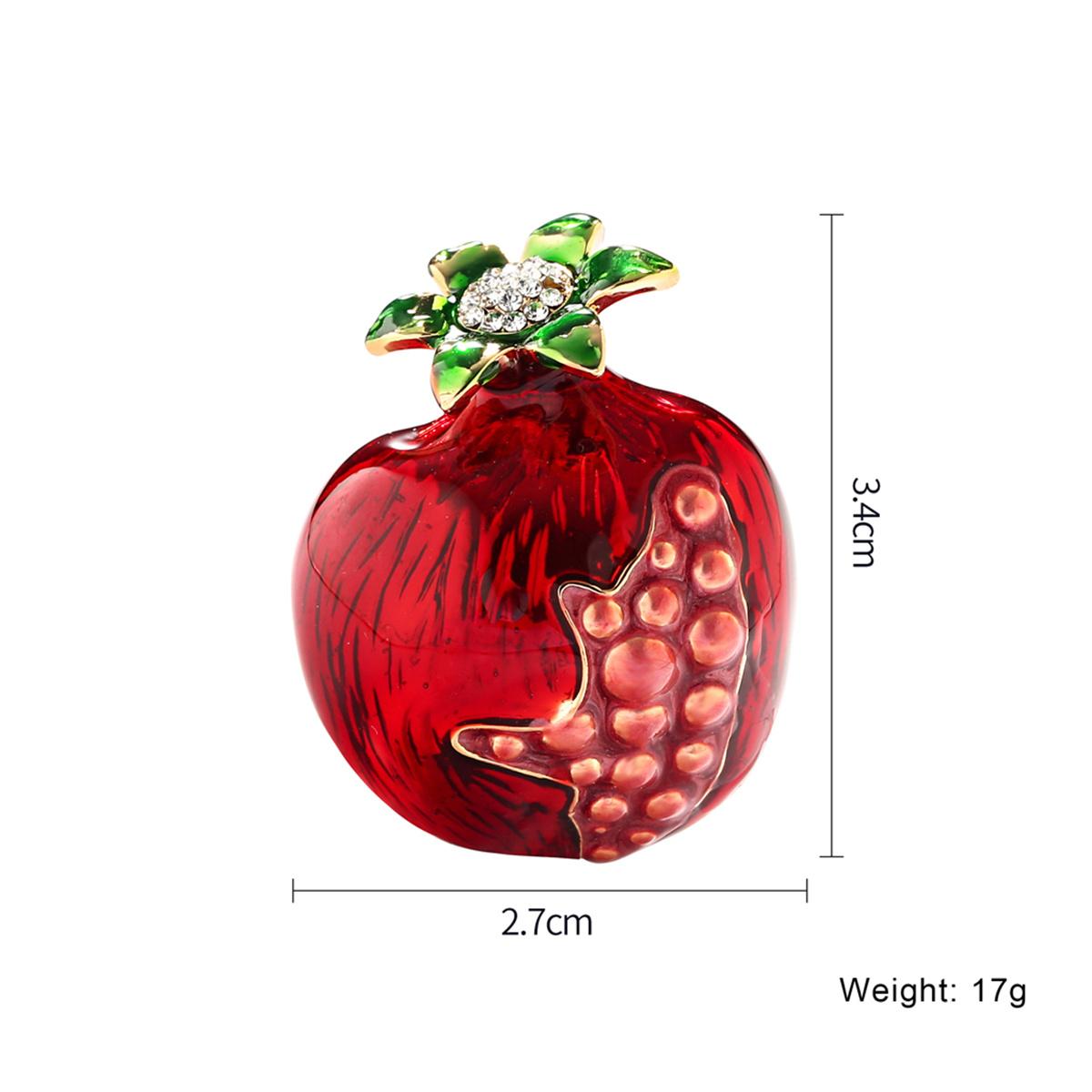 

Fashion Red Enamel Pomegranate Brooches For Women Creative Fruit Shaped Lapel Pins Coat Plant Badges Clothing Party Jewelry Gift