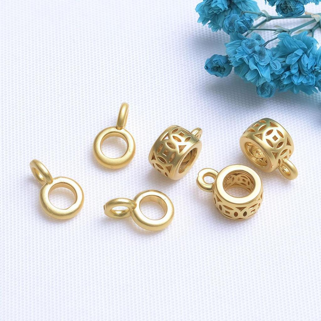 Gold-Plated Sand Gold Barrel Beads with Dangle Copper Coin Spacer for DIY Bracelets and Necklaces