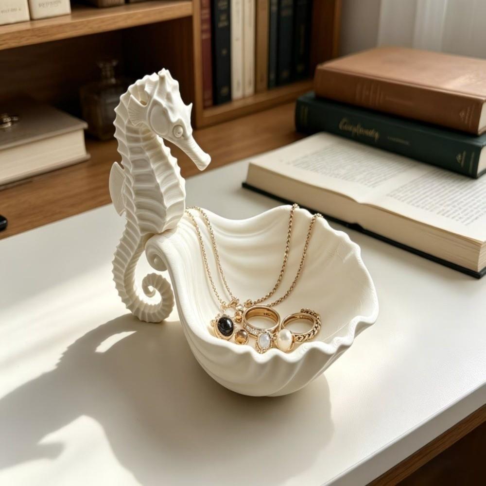 Cute Jewelry Display Stand Plastic Rings Holder Unique Seahorse-Shaped Storage Tray Home Ornaments