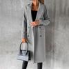 Damen Midi Langer Wollmantel Zweireihiger Trenchcoat Klassisches Revers Peacoat Herbst Winter Übermantel