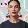Sweet Cool Jewelry for Women 1 Pair Acrylic Cherry Earrings Women, 2D Fruit Dangle Drop Casual Wear with Spider Web And Bow, Punk Halloween