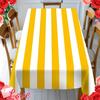 One Linen Tablecloth with Yellow and White Stripes - Suitable for Indoor/outdoor Use