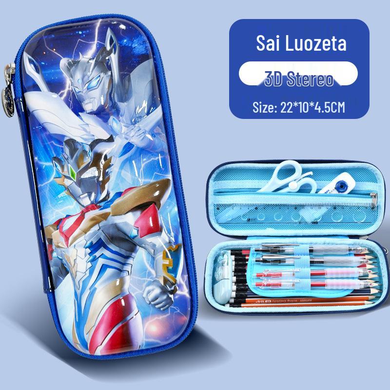 Waterproof Ultraman Cartoon Pencil Case for Kindergarten and Primary School Kids - Large Capacity Stationery Organizer