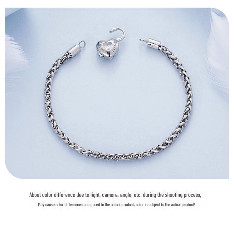 Avle Heart Lock Chain Bracelet - S925 Sterling Silver, Cross-Border Hot-Selling Item