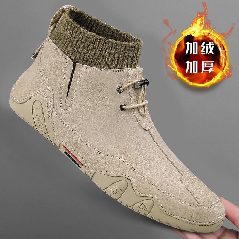 

2025 autumn and winter new medium and high top first layer pigskin octopus fashion trend versatile soft sole socks shoes 44