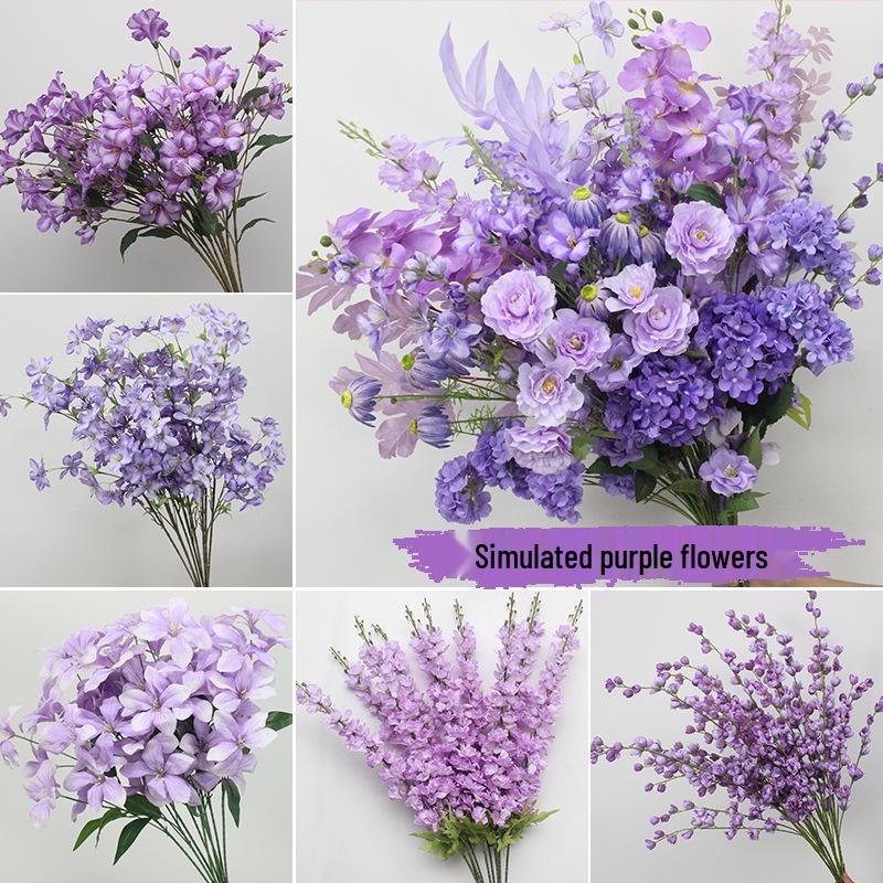10-Piece Purple Series Artificial Floral Set: Ground Row, Aisle, and Burgundy Wedding Decoration Flowers