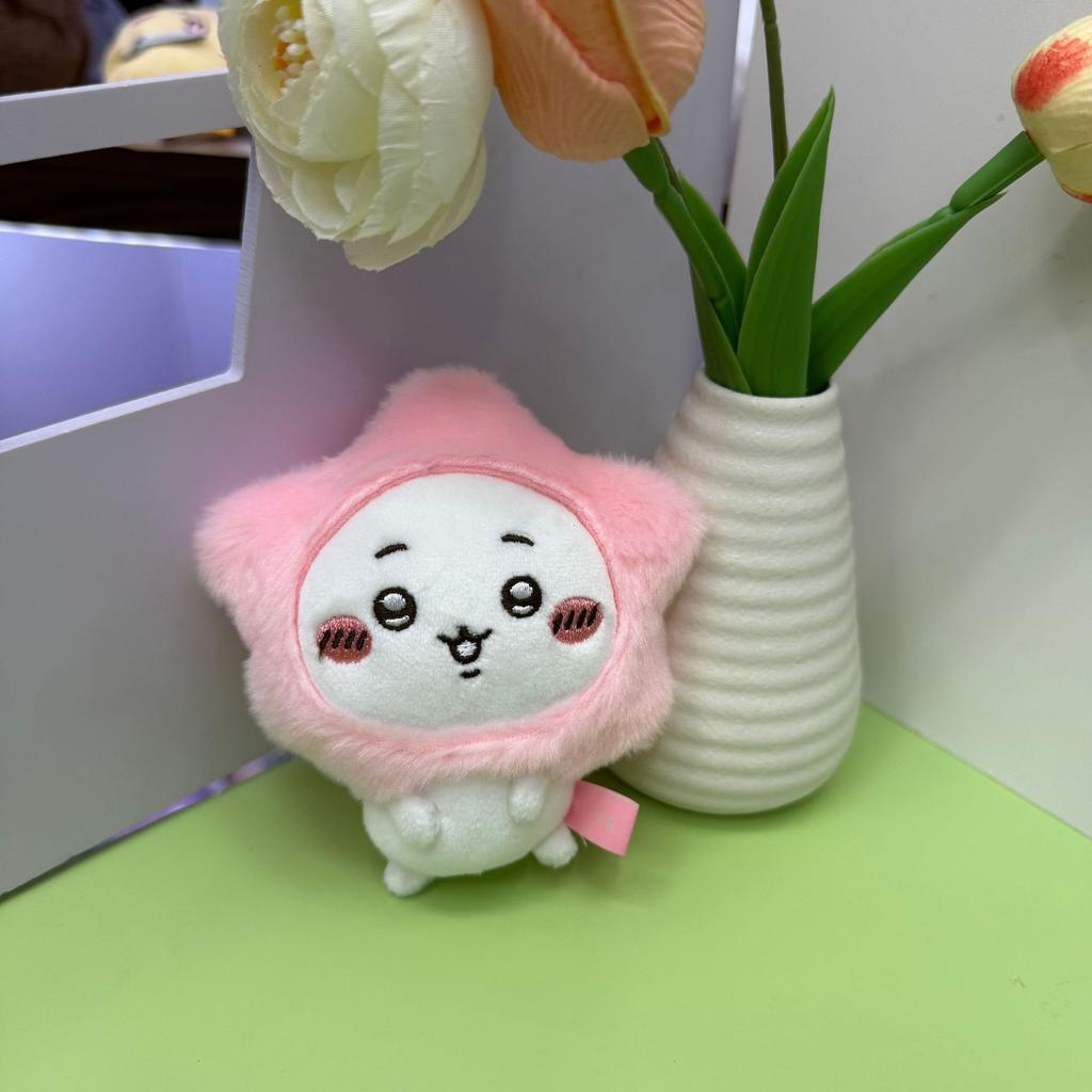 Chiikawa Plush Star Keychain Usagi Hachiware Momoga Chikawa Flying Squirrel Cute Stuffed Pendant Toy Bag Charm