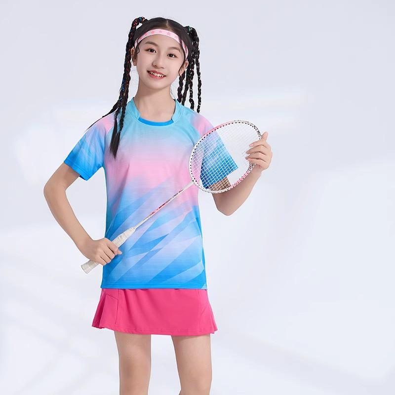 Custom Printed Quick-Dry Badminton Shirt Kids Unisex Sport Top Tennis Pickleball Training Competition Wear