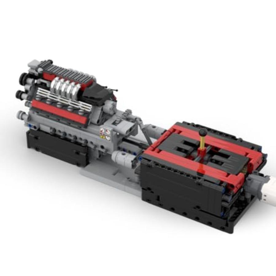 V10 Engine Model Kit with Gearbox Compatibility Single Overhead Camshaft AirCooled Design Interactive DIY Educational Science B