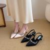 Fashion New Style Women' French Fashion Temperament Pointy Rhinester After Empty Sandals Women Side Air Stiletto Heels Zapatos Mujer