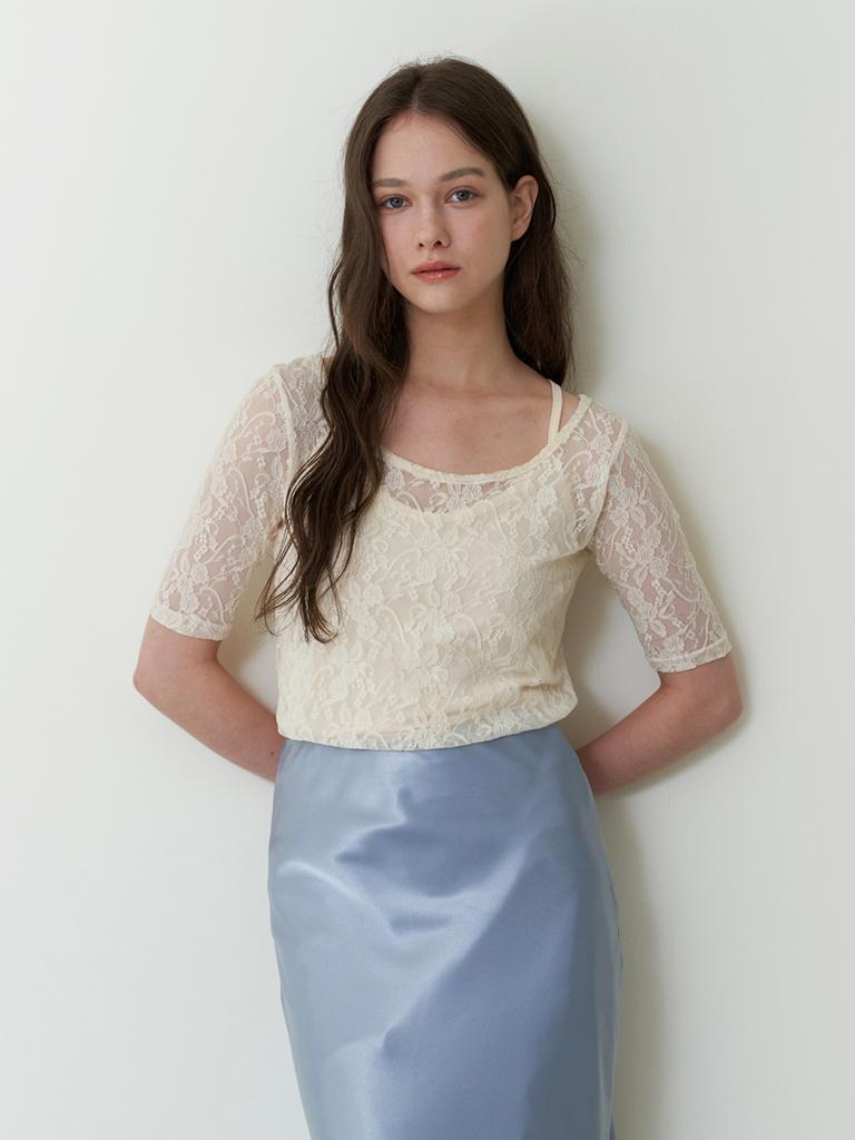 KINDABABY Layered Lace Top - Cream Ivory