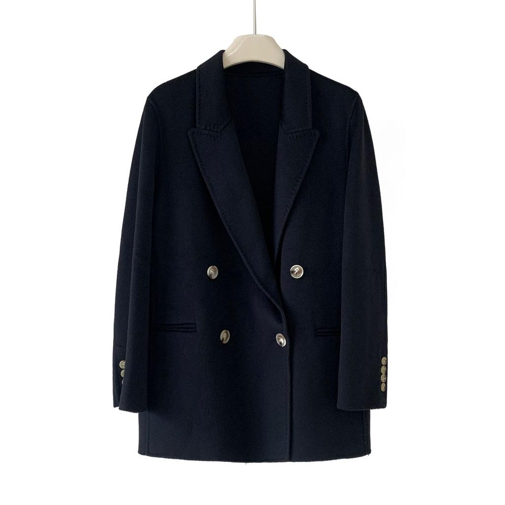 Autumn and winter coat temperament dry refining double-sided woolen wool coat casual suit double-breasted short
