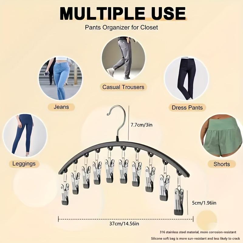 1PC curved multi-clip hanger with 10 non-slip clips and rubber coating -