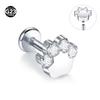 G23 Titan Herz Zirkon Ohrstecker mit Innengewinde und flacher Rückseite für Knorpelpiercing
