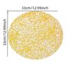 Gold Mesh Hot Stamping Round Placemat - Polyester Table Decoration for Weddings, Birthdays, and Home Dining.