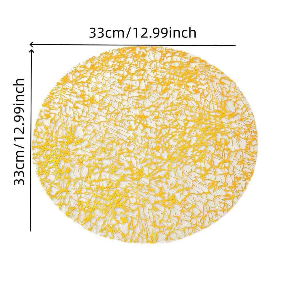 Gold Mesh Hot Stamping Round Placemat - Polyester Table Decoration for Weddings, Birthdays, and Home Dining.