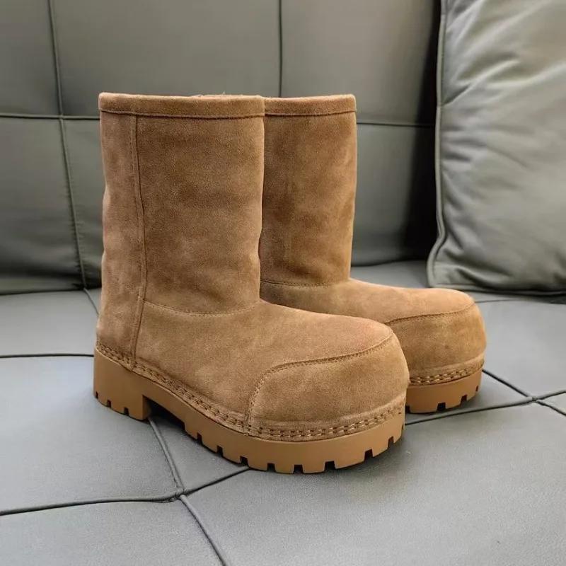 Modne Nowe Śniegowce na Grubej Podeszwie dla Kobiet z Dużą Główką Wygodne Zimowe Buty dla Kobiet Grube Ciepłe Bawełniane Buty dla Kobiet 2024