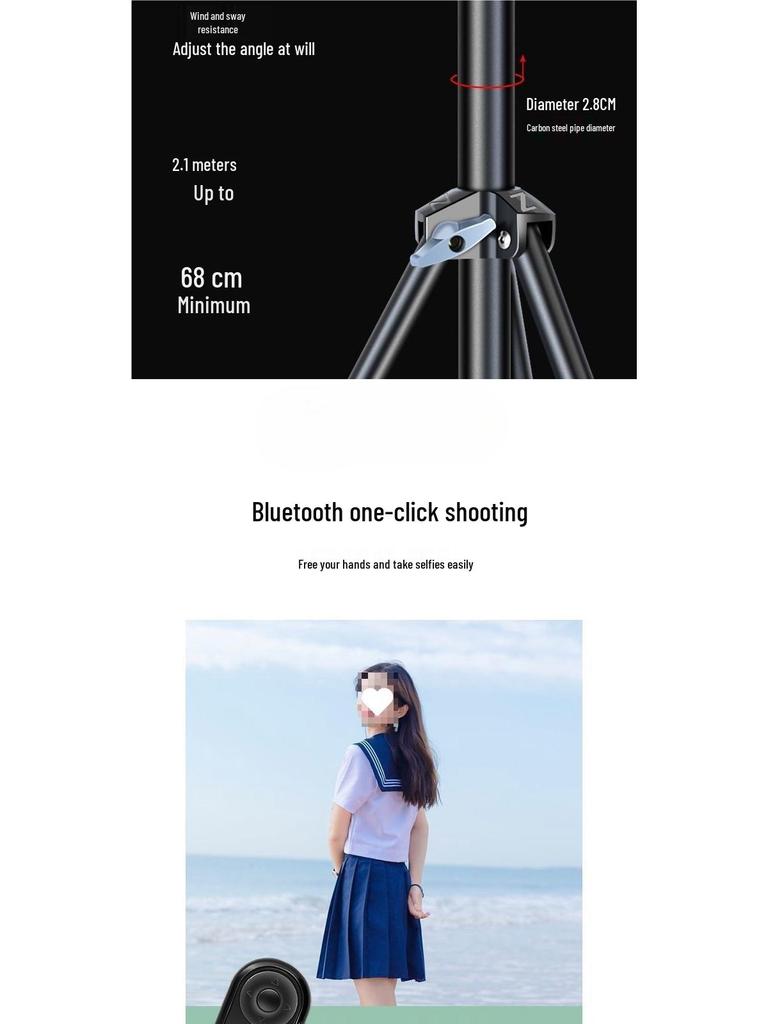 Dual Phone Tripod with Fill Light for Outdoor Live Streaming & Multi-Angle Photography