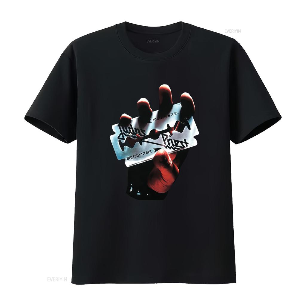 Judas Priest British Steel Unisexs Slim Fit 2xl T Shirt Global New Vintage Top For Everyday Wear Casual Soft
