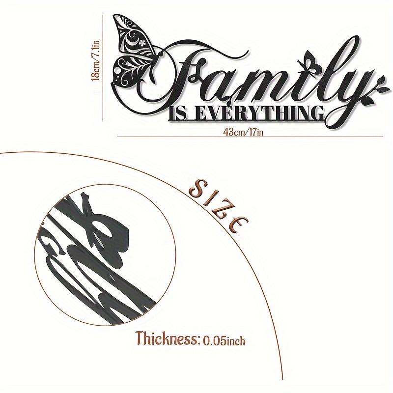 1pc Black Iron Butterfly Family Sign Wall Art, Home Decoration Metal Plaque, Family Is Everything