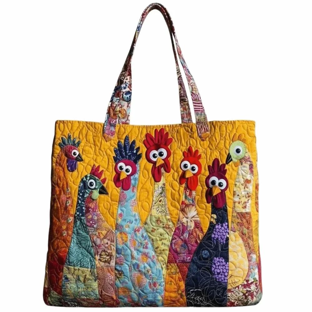 Sac fourre-tout matelassé vintage léger motifs imprimés 3D Sac à bandoulière grande capacité Coton Sac à main de voyage Accessoire pour femme