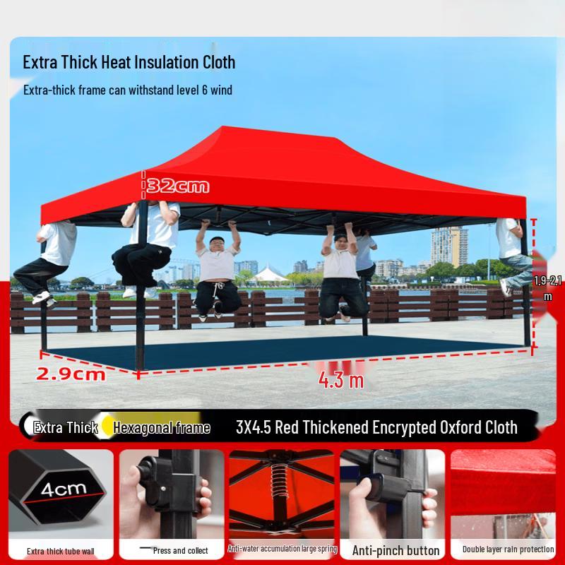 Jundingying 3x4.5M Red Hexagonal Pop-Up Canopy