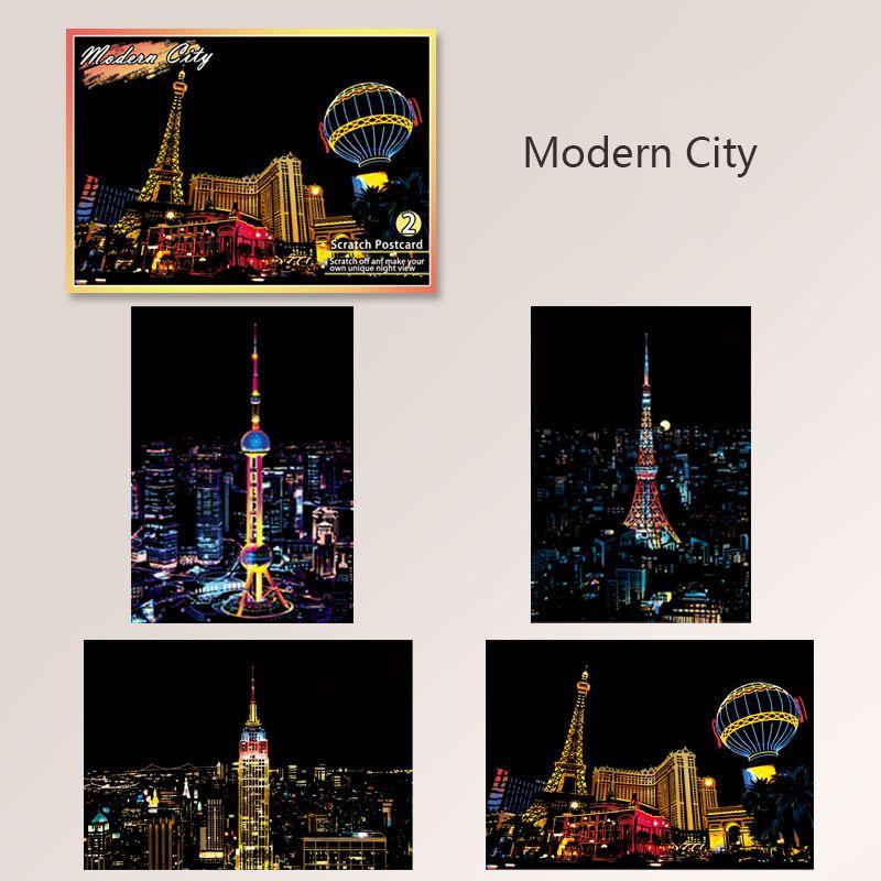 Colorful Night View Magic Scratch Art Painting Paper Kit Perfect For Young Artists And Gift Giving