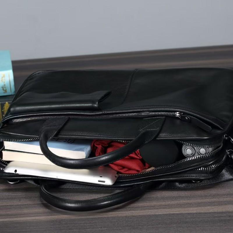 High Quality Genuine Leather Men's Simple Classic Computer Bag Office Large Capacity Business Portable Handbag