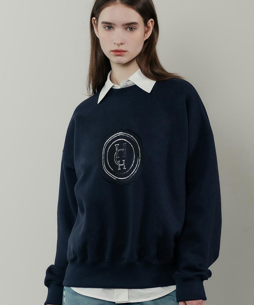 HARDCORE HAPPINESS Round Combination Sweatshirt_Navy
