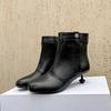 Fashion New Cowhide 5cm Irregular Low Heel Black Brown Short Boots Autumn Winter Fashion Short Plush Warm Ankle Women's Boots Size 40