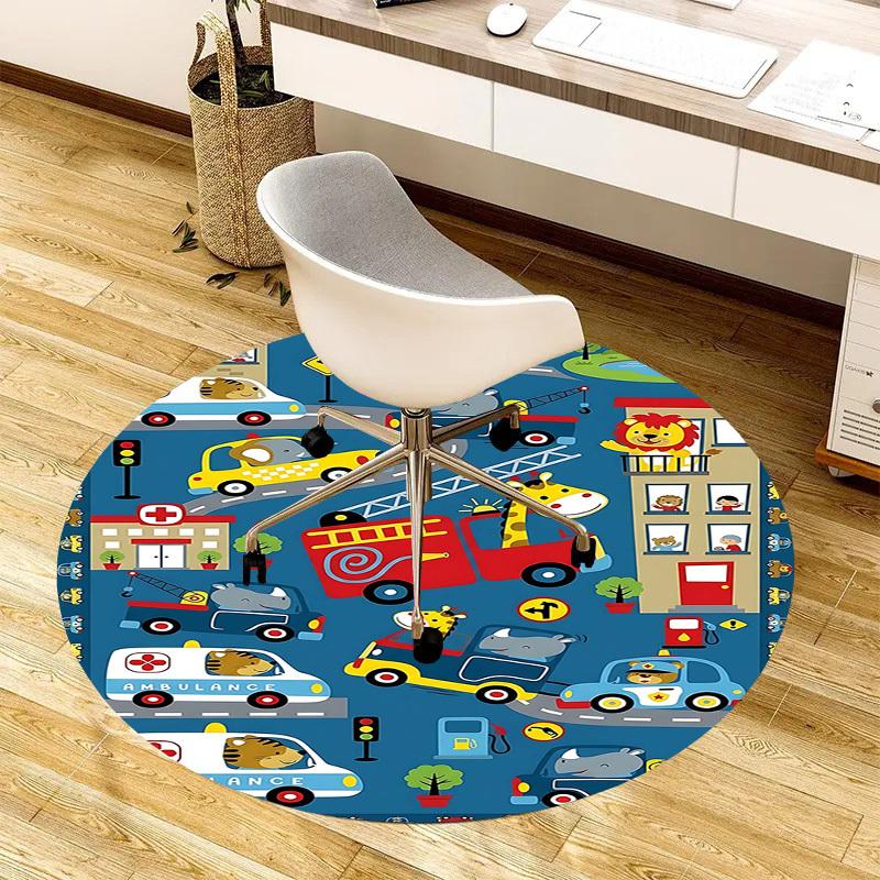 1PC Cars Animals Non-Slip Floor Round carpet, Office, family, bedroom, Large Area Rug Indoor Rugs, Vibrant Colors-Z0491