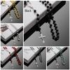 Fashion Vintage Cross Necklace Rosary Beads Chain Jesus Crucifix Virgin Mary Pendant Chain Jewelry Necklace